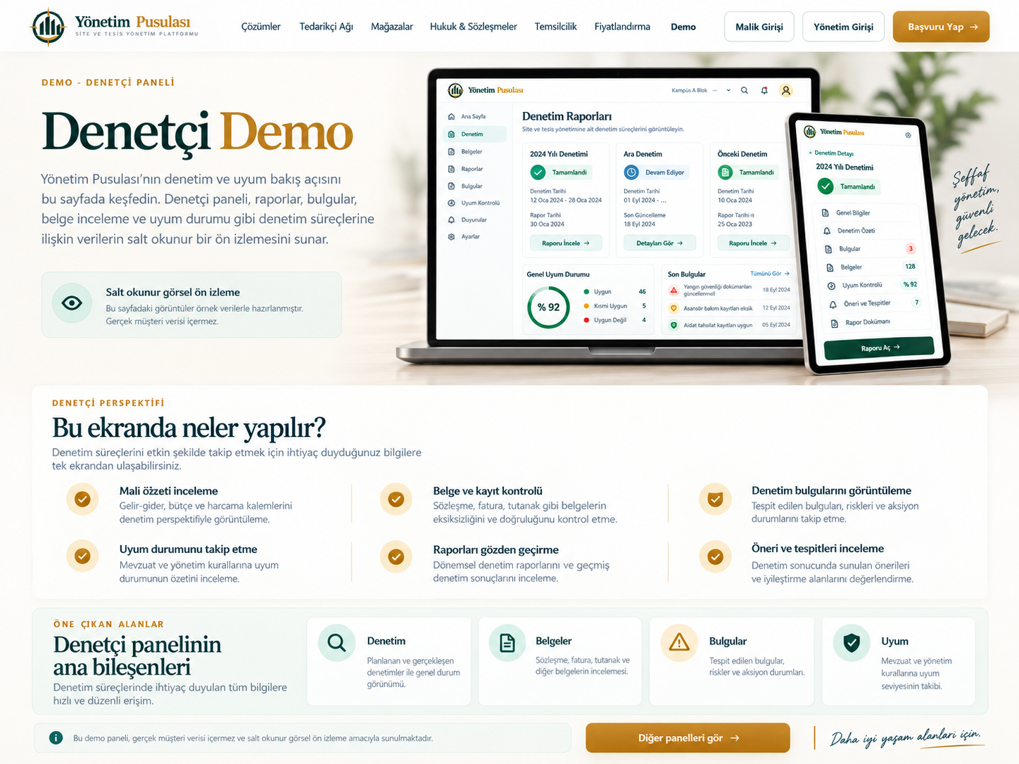 Denetçi Demo tanıtım ekranı